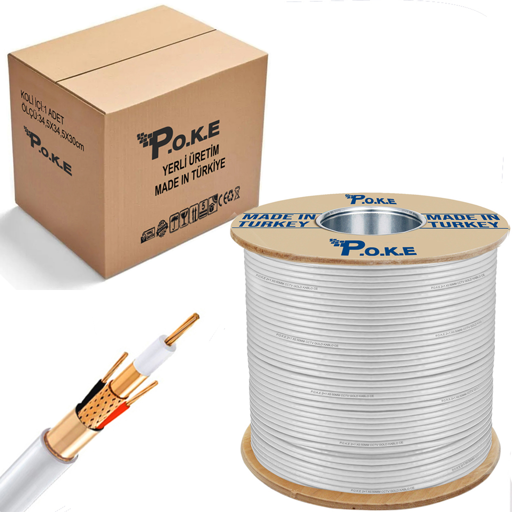 2+1 CCTV 0.50 Kamera Kablosu Gold 300mt Poke Pk-1016