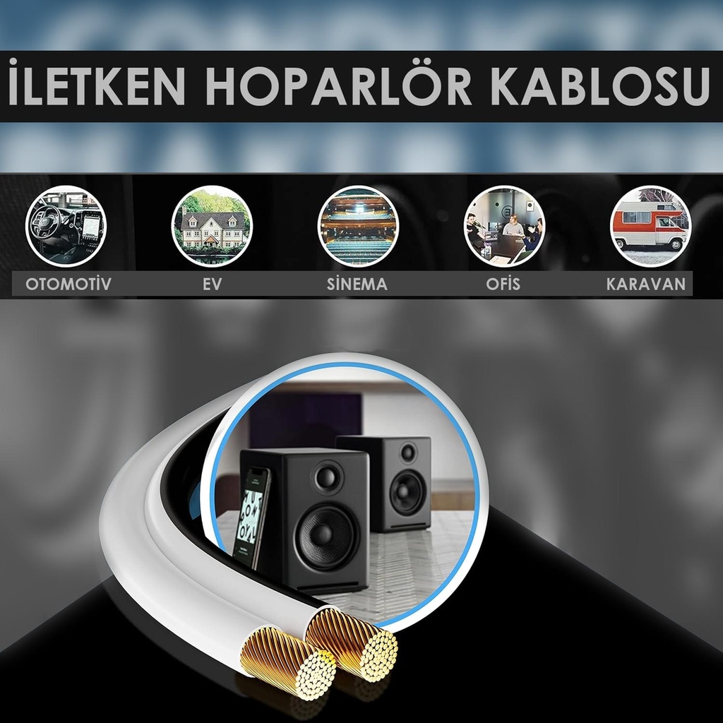 2x2.5 Hoparlör Kablosu Beyaz Kordon 100mt Poke Pk-1179