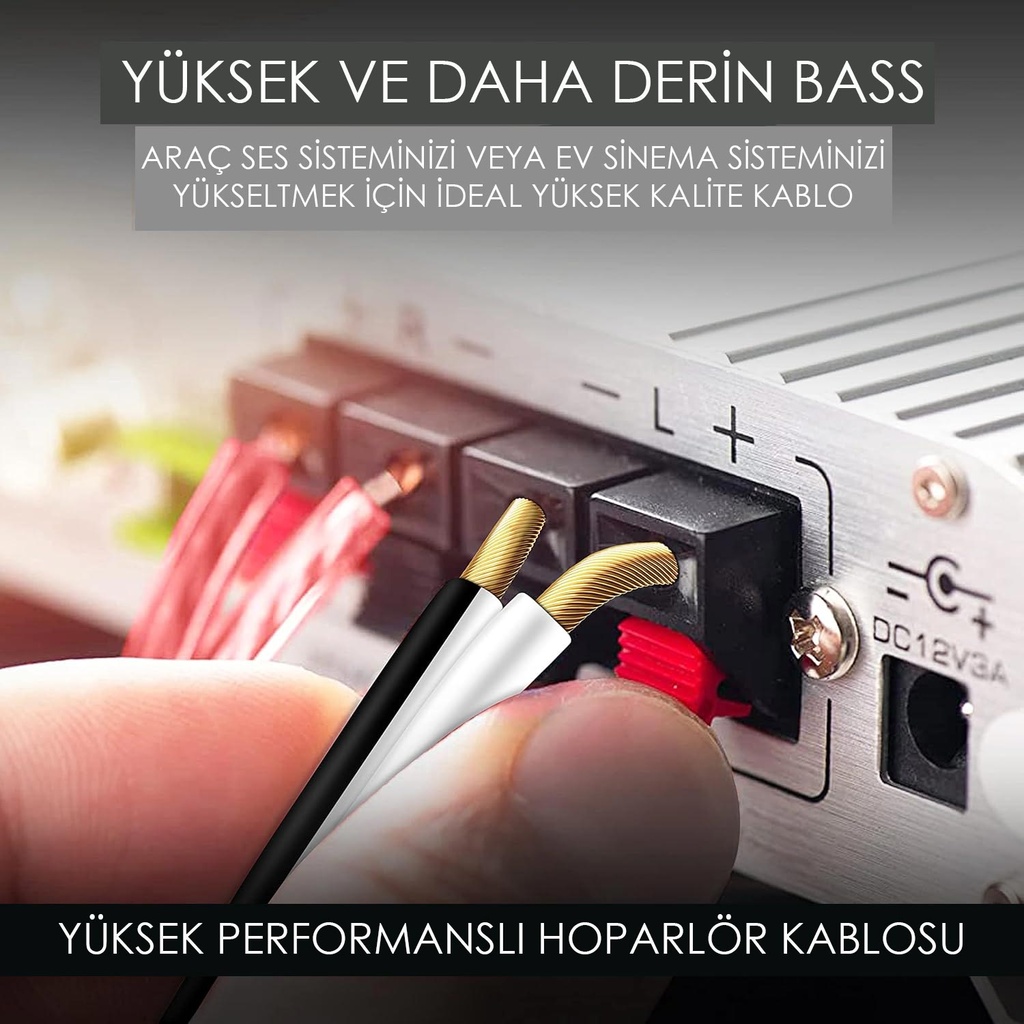 2x2.5 Hoparlör Kablosu Beyaz Kordon 100mt Poke Pk-1179