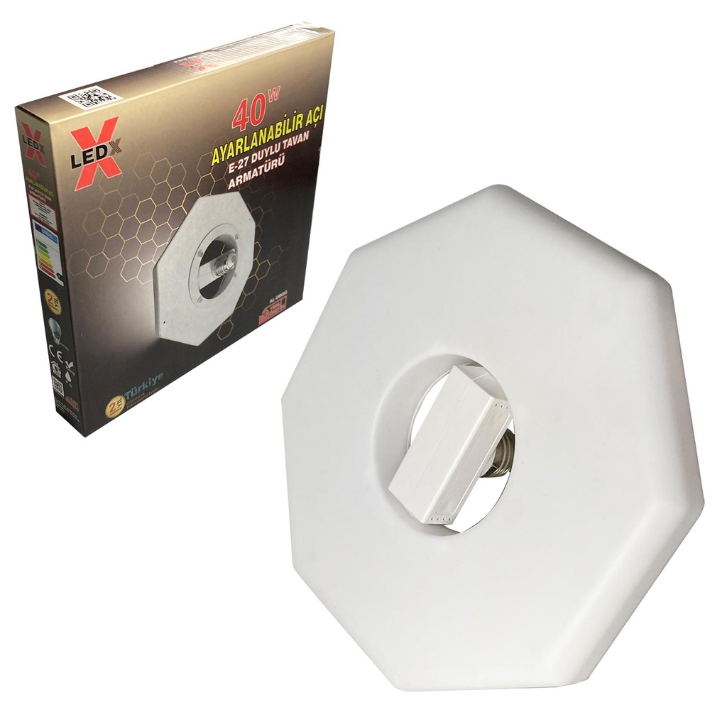 Ayarlanabilir Açı Duylu Tavan Armatürü Yuvarlak 220v 40w Beyaz LEDX AL-OBGG