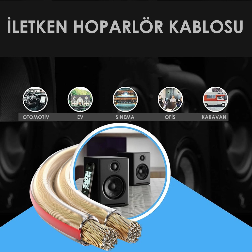 2x0.75 Hoparlör Kablosu Şeffaf Kordon 100mt Poke Pk-1170