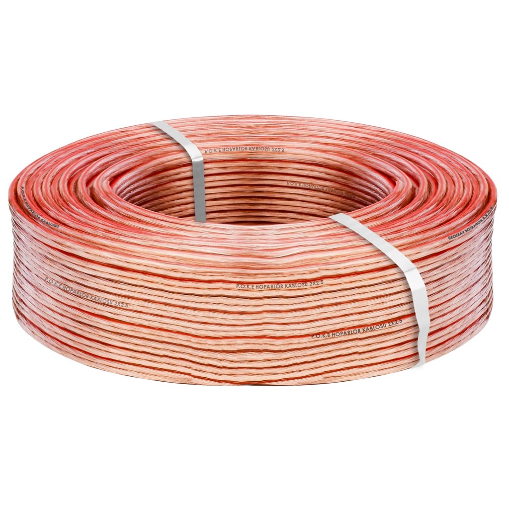 2x2.5 Hoparlör Kablosu Şeffaf Kordon 100mt Poke PK-1182