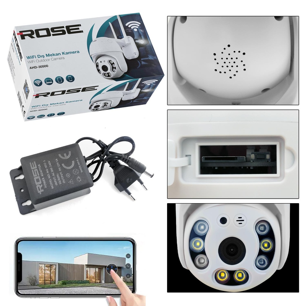 Wifi Kamera 360 Derece Sesli Dış Mekan 1080p Rose AHD-30500