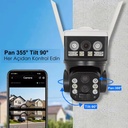 Smart Solar Kablosuz PTZ Akıllı Güvenlik Kamerası Starlight 3 Lens 6+5+5MP Gece Renkli Sesli Apronx APX-WP266OZ