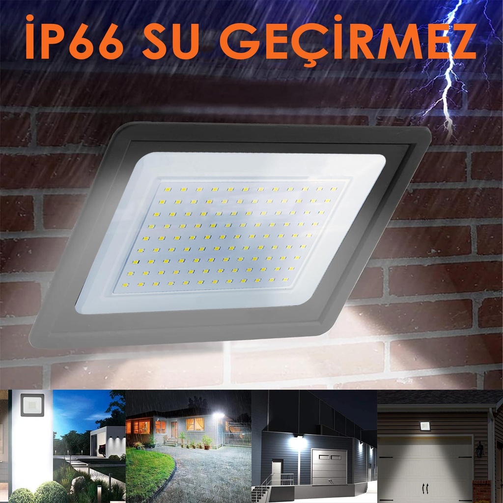 Led Projektör 100w 10.000lm Beyaz 108 SMD Ip66 Akış