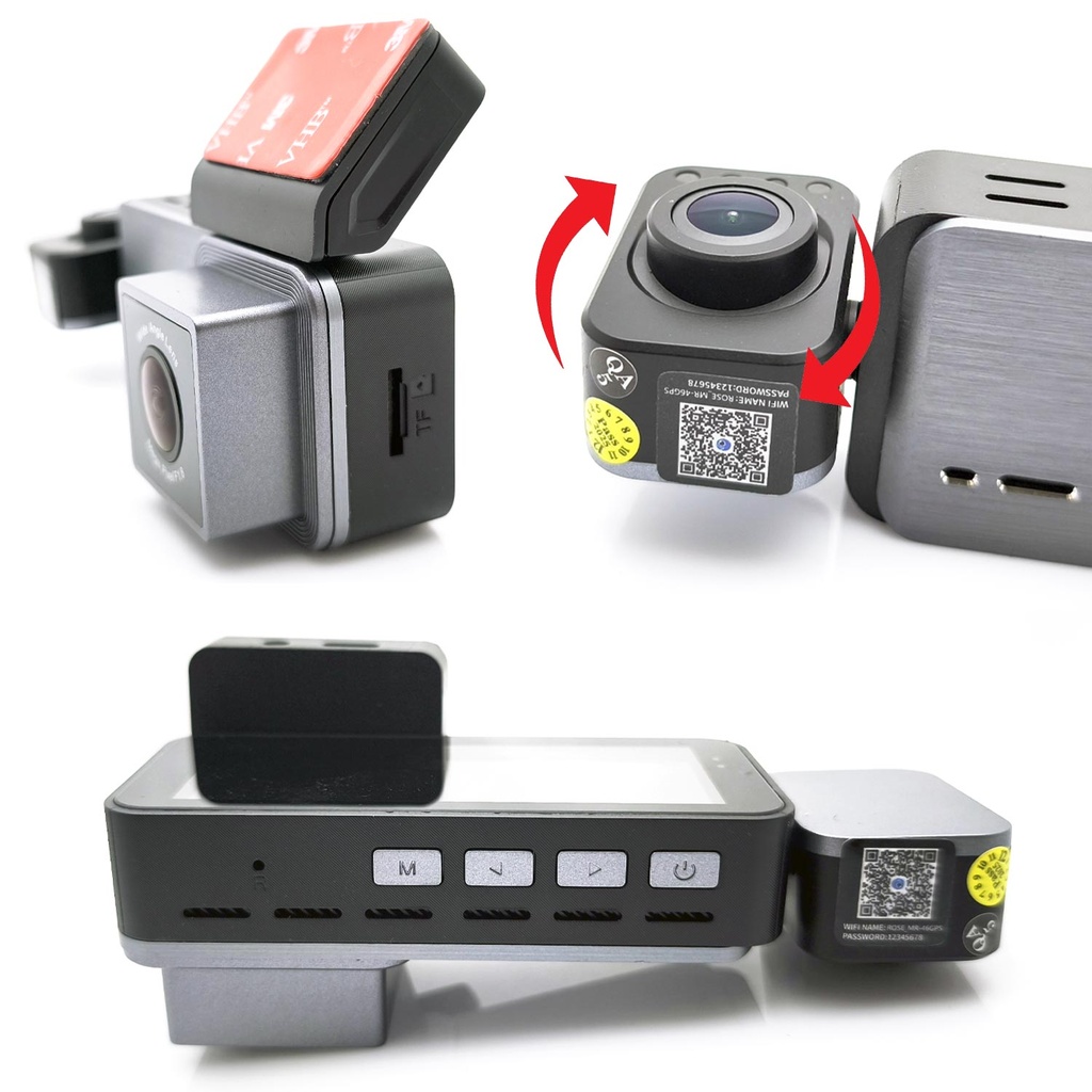 Wifi Araç İçi 3 Kamera GPS'li DVR Led Ekran Gece Renkli Sesli 4K+2K+1K Rose MR-46 GPS