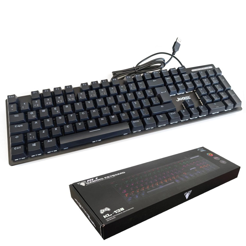 Oyuncu Kablolu Klavye Q Türkçe RGB Led ABS Mekanik Jedel KL-138