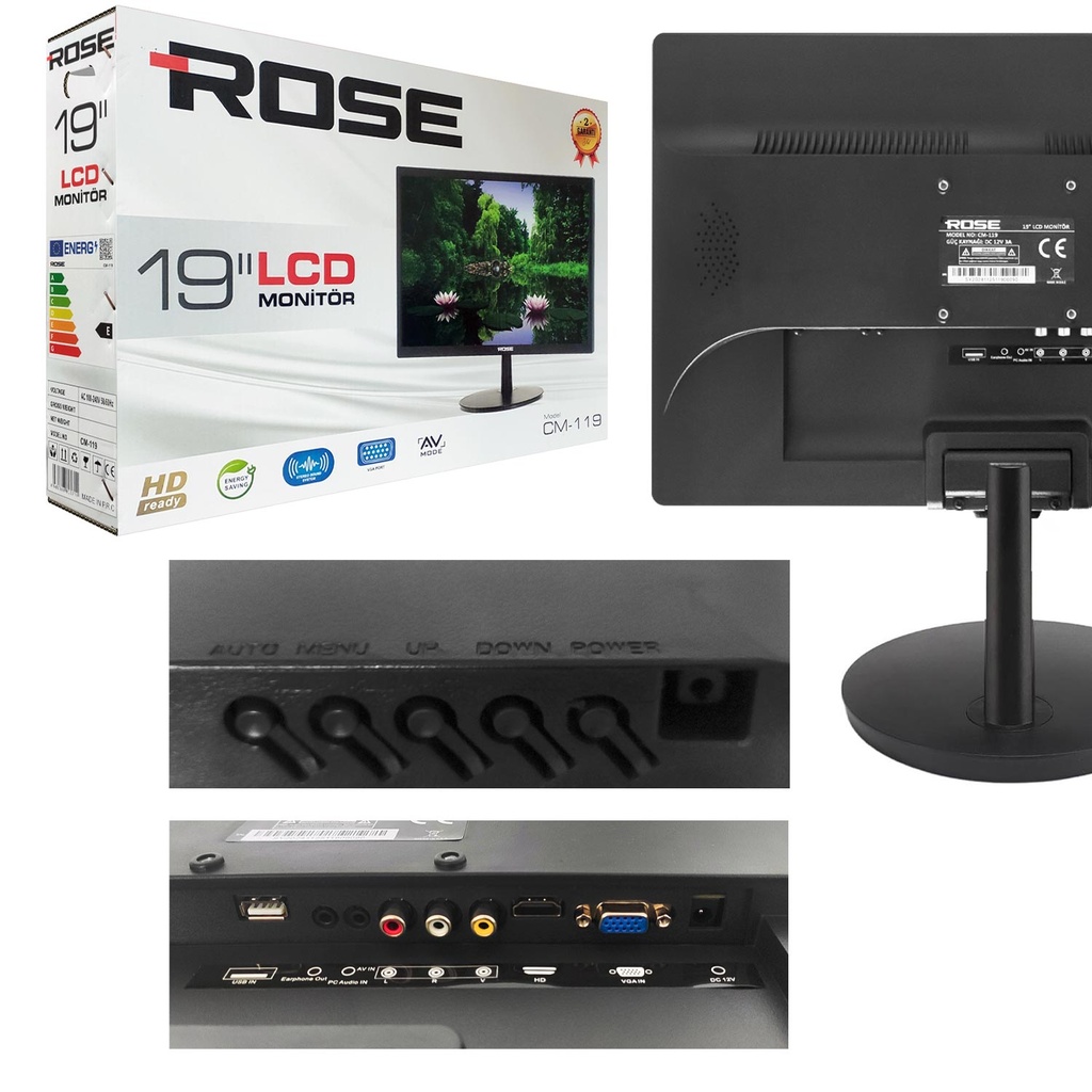 19'' Hd Lcd TV Monitör 48 Ekran 12v Rose CM-119