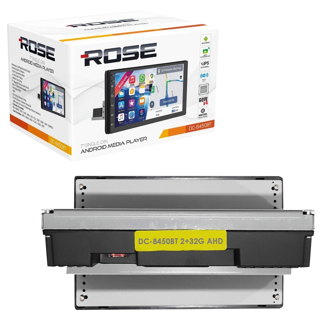 7" Android Teyp 2-32 Kameralı Şahin Rose DC-8450BT-232