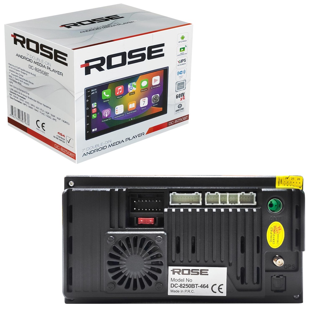 7" Double Teyp 4-64 Kameralı Rose DC-8250BT-464