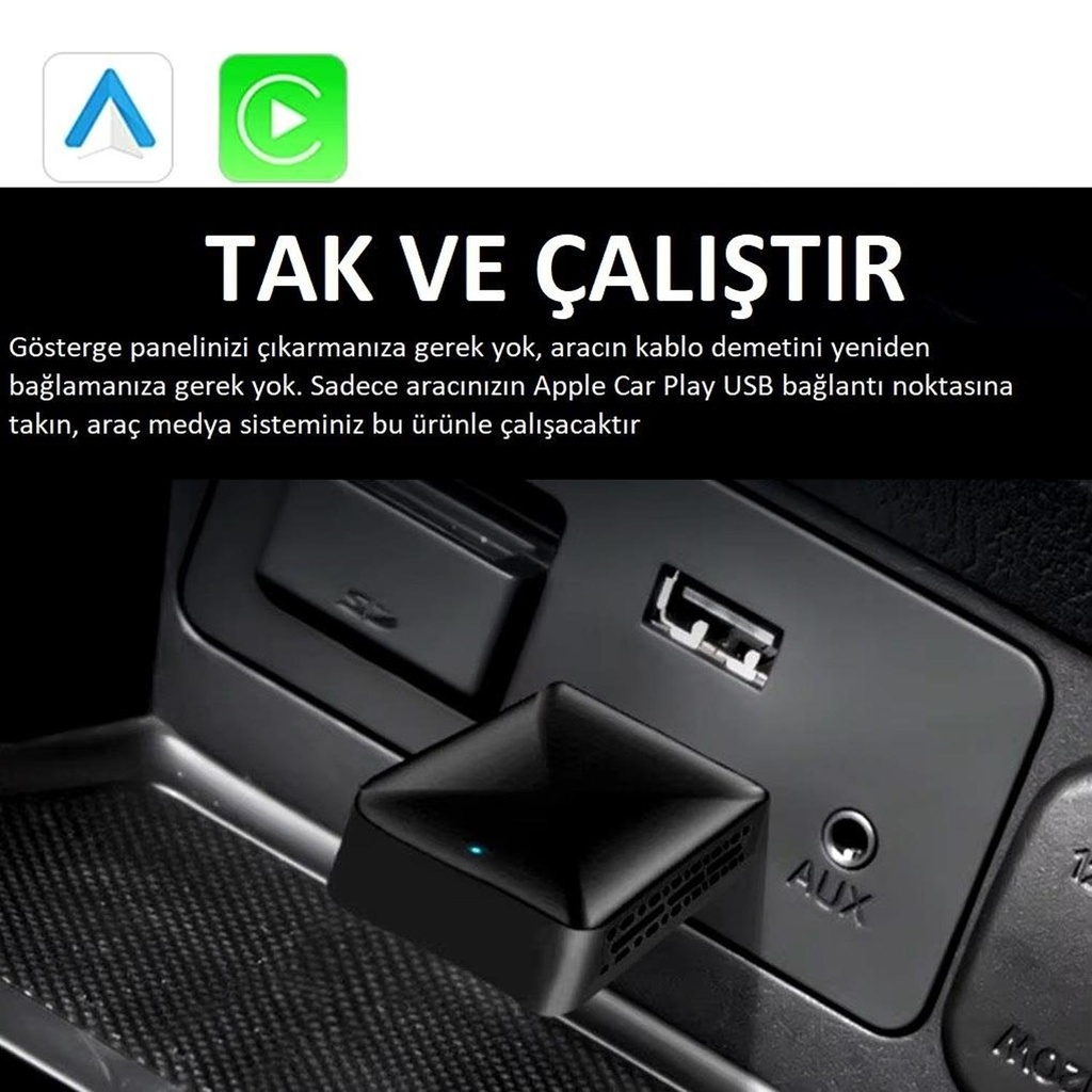 Oto Wireless Carplay İos Android Ekran Yansıtma Dongle Rose CR-100