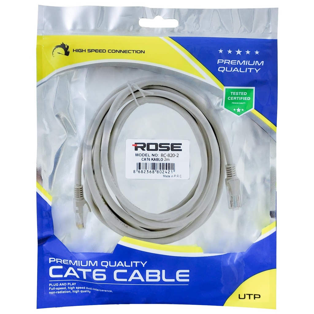 Cat6 Patch Kablo 2mt Rose RC-820-2