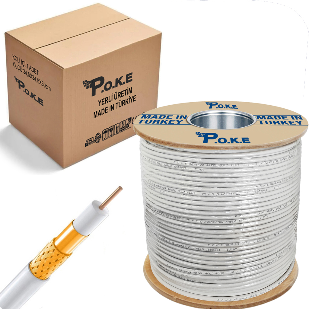 Anten Kablosu Gold RG6/U4 48Tel 300mt Poke PK-1354
