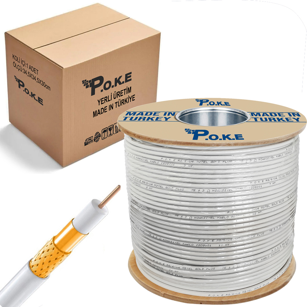 Anten Kablosu RG6/U4 112Tel 1.02 GoldPlus 500mt Poke PK-1076