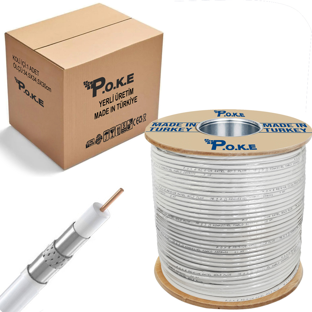 Anten Kablosu RG6/U4 64Tel 1.02 Trishield 300mt Poke PK-1094