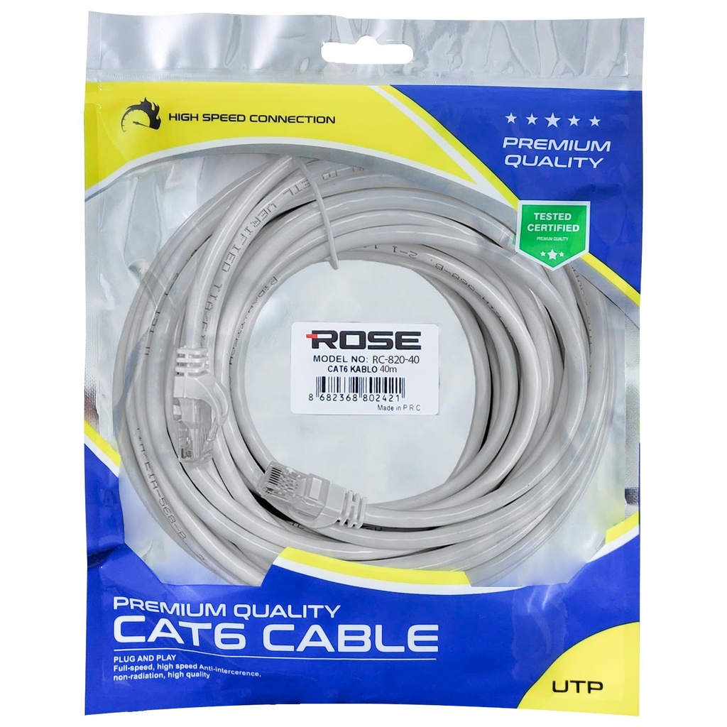 Cat6 Patch Kablo 40mt Rose RC-820-40