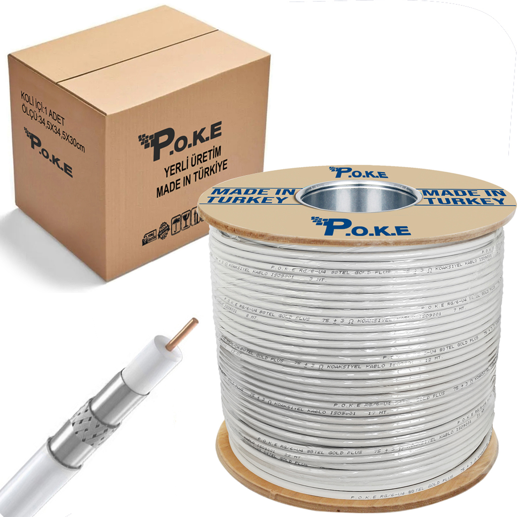 Anten Kablosu RG6/U4 80Tel 1.02 Trishield 500mt Poke PK-1347