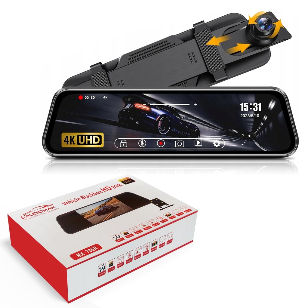 5.5'' DVR Aynalık Araç Kamerası Kayıtlı 2 Kameralı Audiomax KV-706R