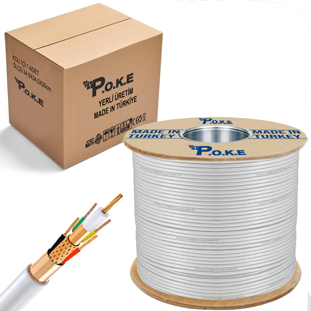 4+1 CCTV 0.50 Kamera Kablosu Gold 500mt Poke PK-1036