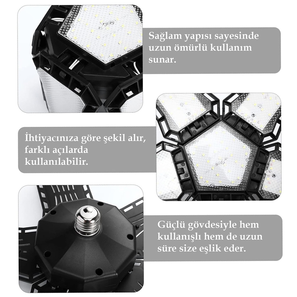 Üç Kanatlı Projektör Lamba 40w 4400 Lümen Açılı Ayarlanabilir 72 Smd Led AL-PRV3