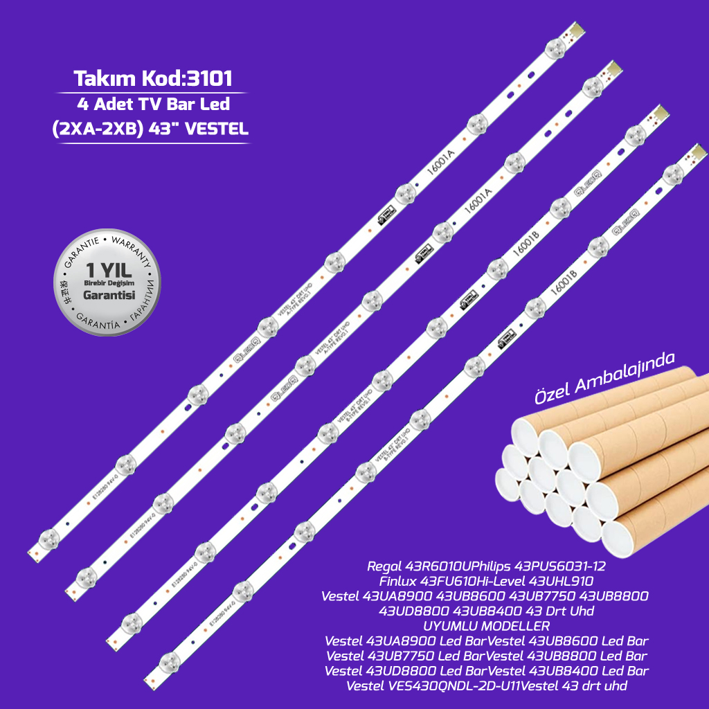 43'' Drt Uhd A B Type 43UB8600 VES430QNDL-2D-U11 Vestel 4adet Tv Bar Led