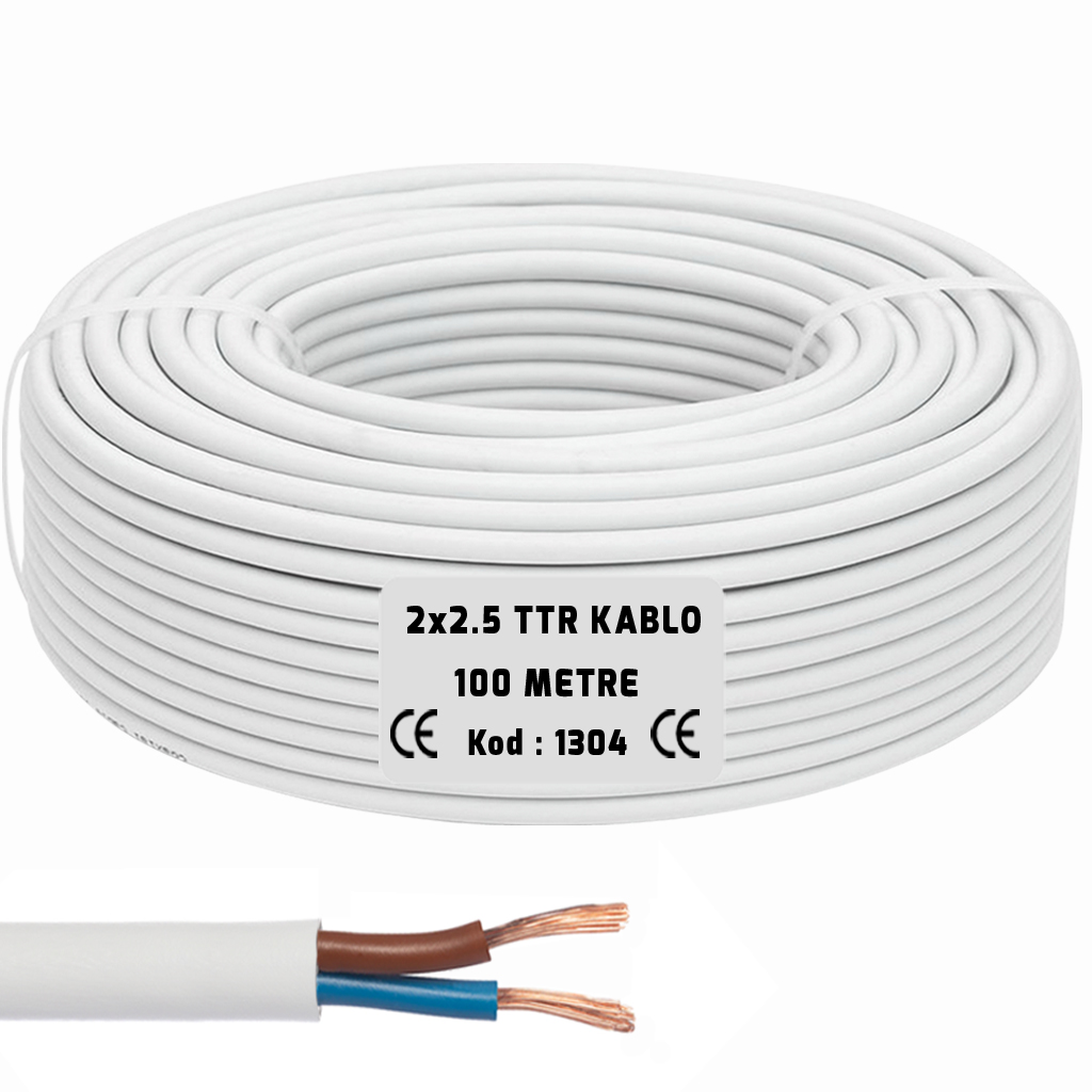 2x2.5 TTR Seslendirme Kablosu Beyaz 100mt BRK-225B