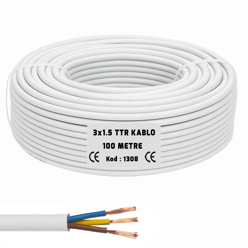 3x1.5 TTR Seslendirme Kablosu Beyaz 100mt BRK-315B