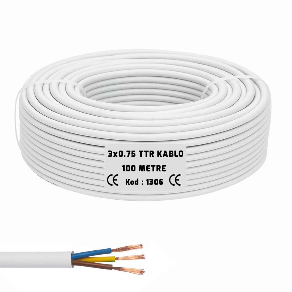 3x0.75 TTR Seslendirme Kablosu Beyaz 100mt BRK-375B
