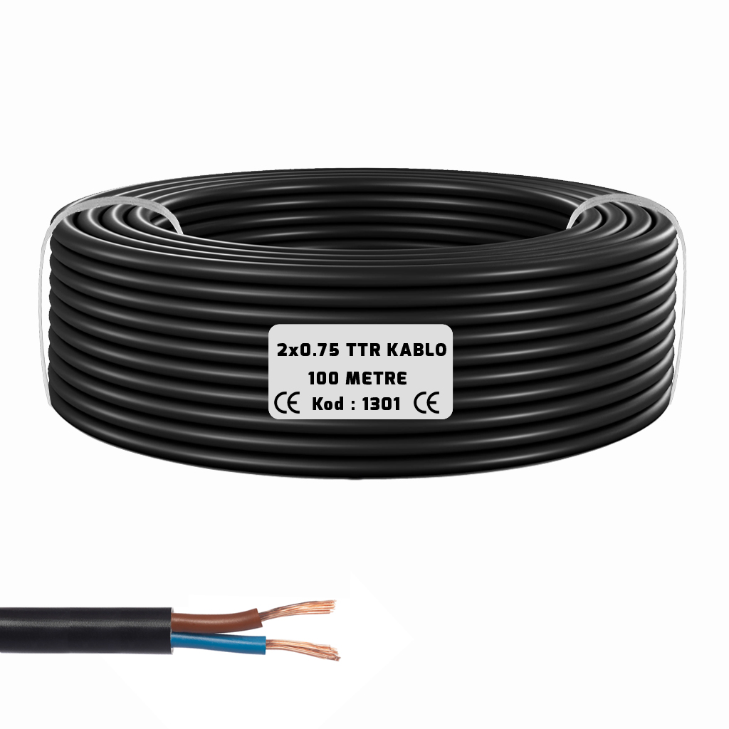 2x0.75 TTR Seslendirme Kablosu Siyah 100mt BRK-275S
