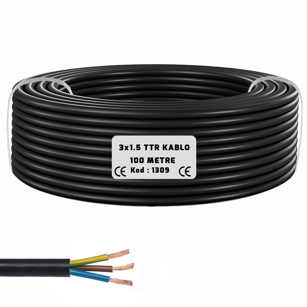 3x1.5 TTR Seslendirme Kablosu Siyah 100mt BRK-315S