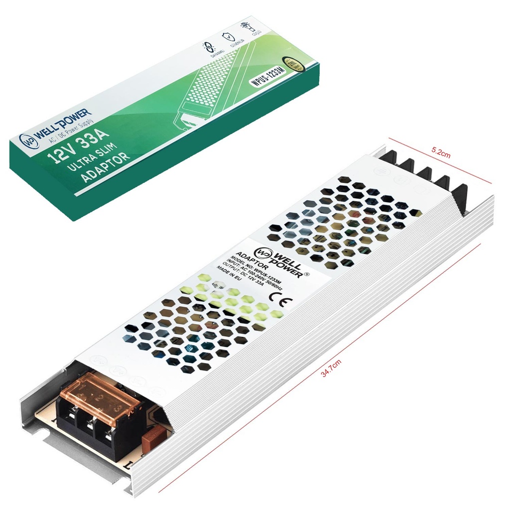 Slim Metal Kasa Adaptör 12v 33a 1233M
