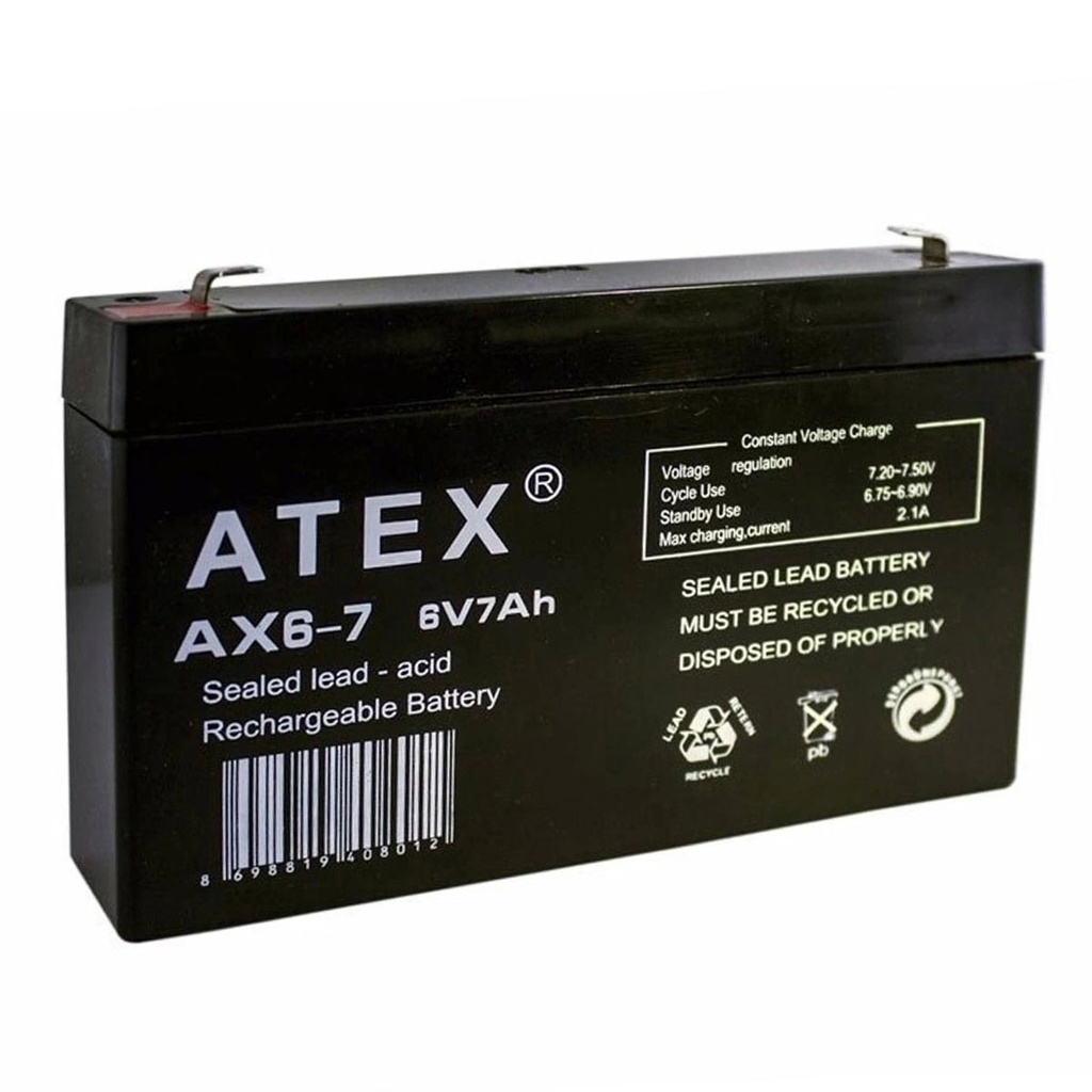 Kuru Akü 6V 7A 15x9.2x3.3 cm Atex AX6-7
