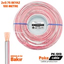2x0.75 Elektrik Kablosu H03VH-H CU Bakır Kordon Beyaz 100mt Poke PK-1313
