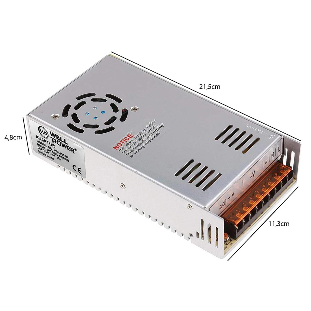 Metal Kasa Adaptör 12v 30a Wellpower WP-1230M R7