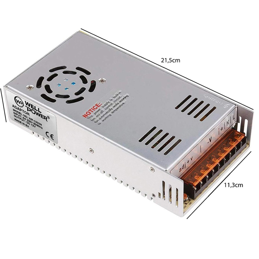 Metal Kasa Adaptör 12v 40a Wellpower WP-1240M 