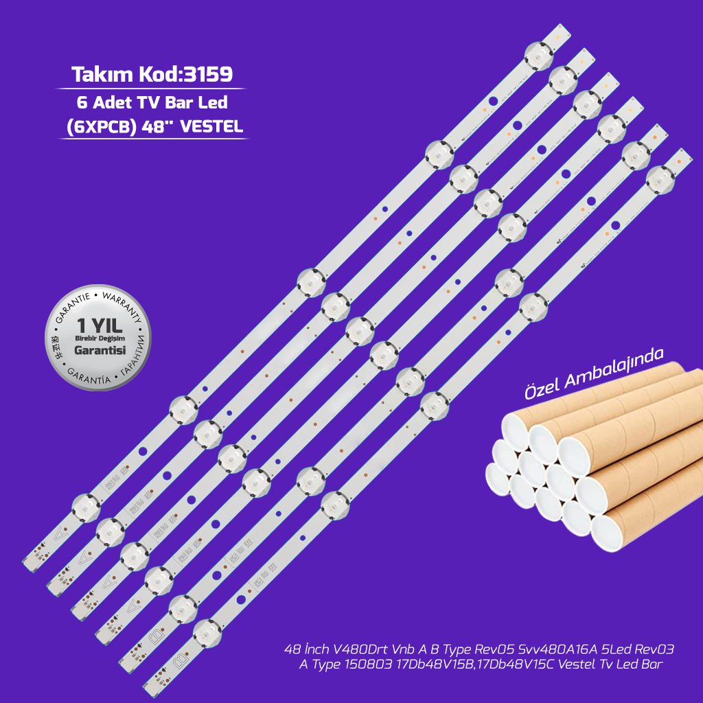 48'' V480Drt Vnb A B Type Rev05 Svv480A16A 5Led Rev03 A Type 150803 17Db48V15B 17Db48V15C Vestel Tv Led Bar
