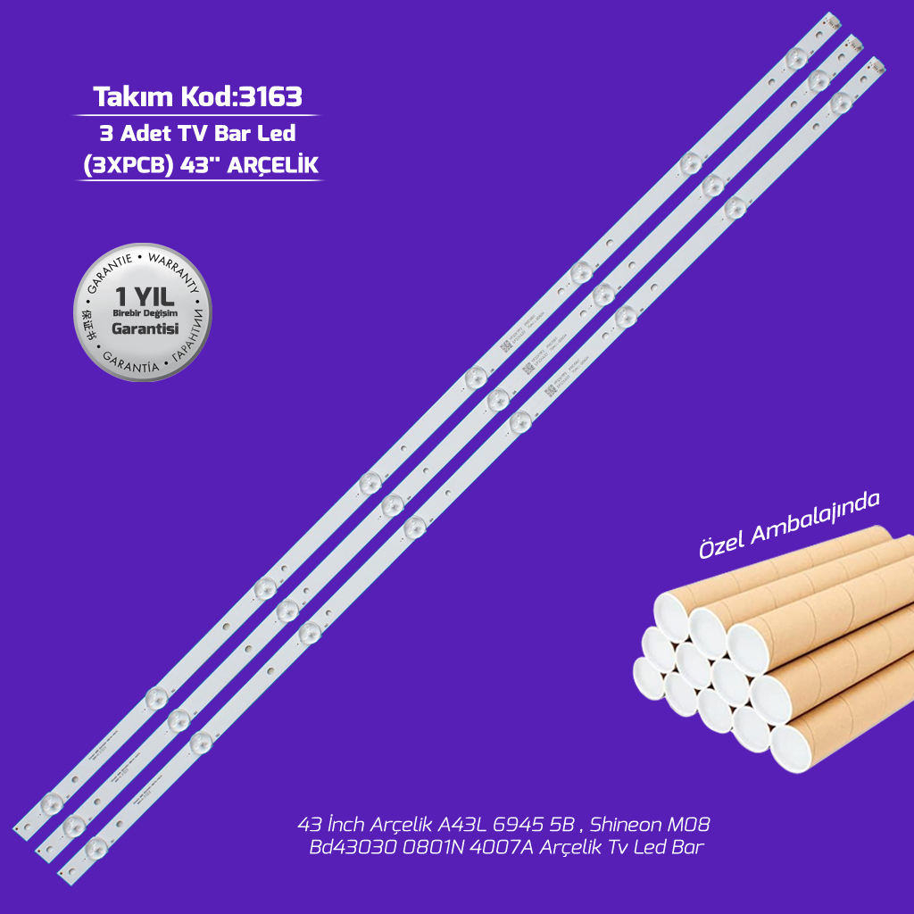 43''Arçelik A43L 6945 5B Shineon M08 Bd43030 0801N 4007A Arçelik Tv Led Bar