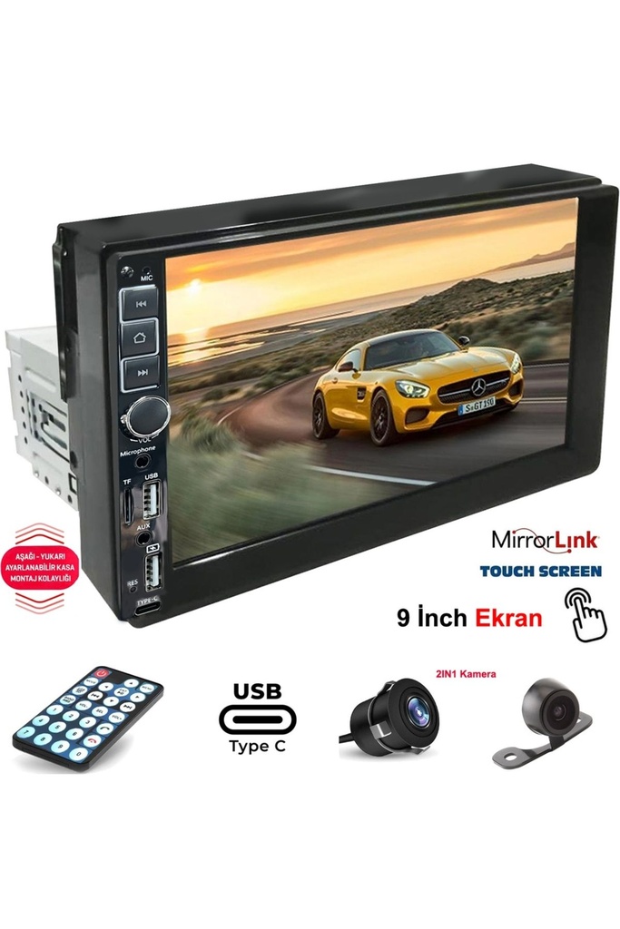 9'' Tofaş Tek Din 4x50w Type-C Ayarlanabilir Mirrorlink Twogo GO-Şahin 
