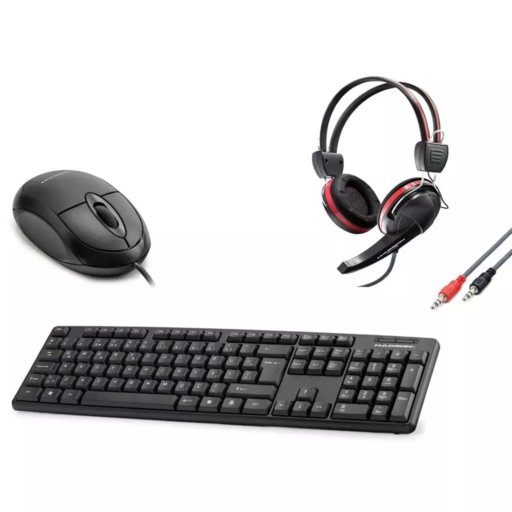 Kablolu Klavye Q Mouse Kulaklık Set Hadron Q-Set  
