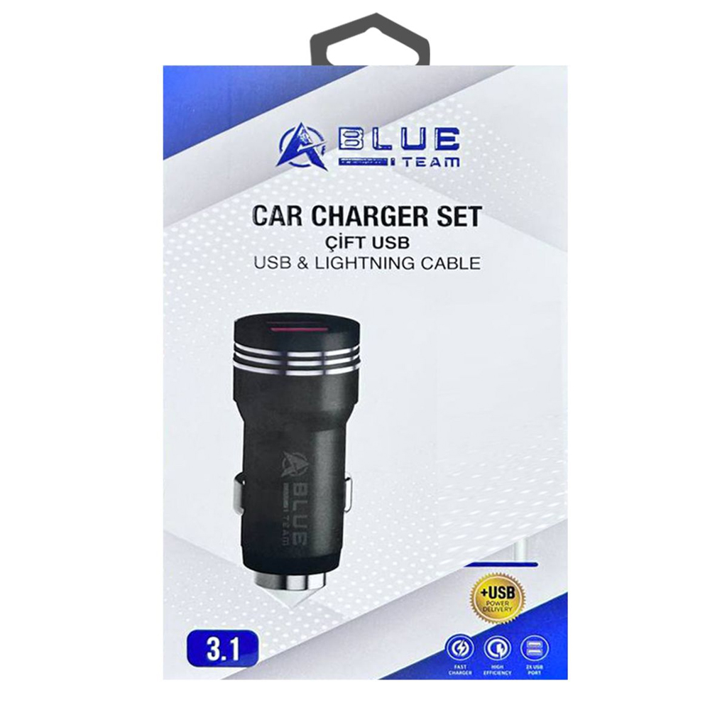 Araç Şarj Adaptörü Başlık Çift Girişli Fast Charger 3.1a Hızlı BlueTeam BCC-03