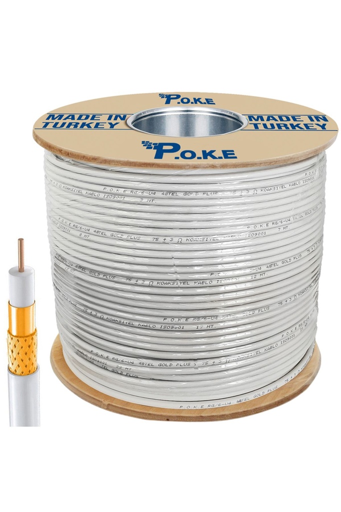 Anten Kablosu Gold RG6/U4 48Tel 0.80 500mt Poke PK-1355