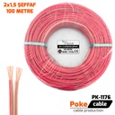 2x1.5 Hoparlör Kablosu Şeffaf Kordon 100mt Poke Pk-1176