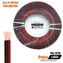 2x1.5 Hoparlör Kablosu Siyah Kordon 100mt Poke PK-1175