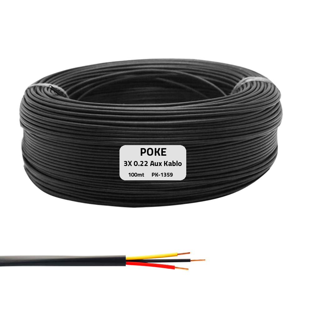 Aux Kablo 3 Damarlı 0.22 100mt Poke PK-1359