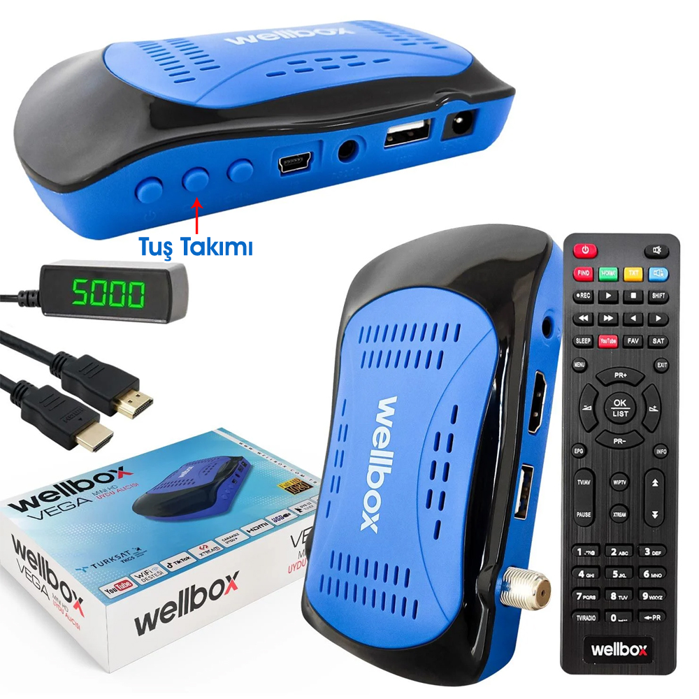 Uydu Alıcı Mini Hd Cihazdan Tuşlu Wellbox Vega