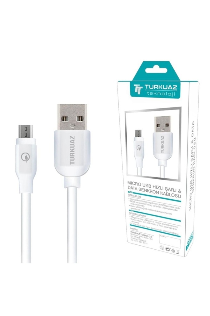 Micro Şarj Kablosu 2.4a 100cm Turkuaz