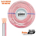 2x2.5 Hoparlör Kablosu Beyaz Kordon 100mt Poke Pk-1179