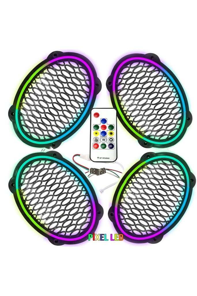 Pixel Ledli Oval Hoparlör Kapak Animasyonlu 4 Adet Poke PK-5653