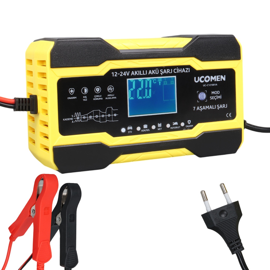 Akü Şarj Cihazı 12/24v 10a Led Göstergeli Ucomen UC-C121001A  