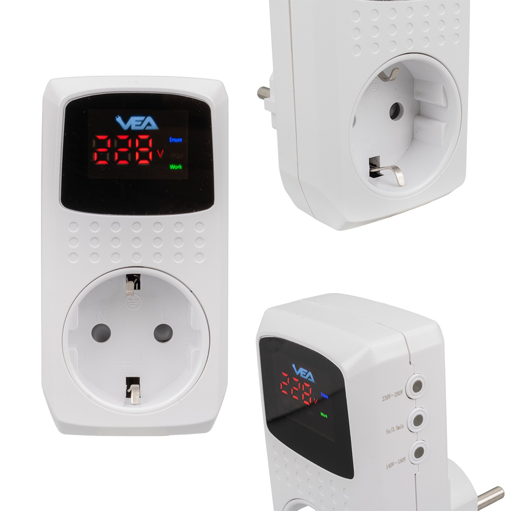 Akım Korumalı Priz Tekli Dijital Göstergeli 16A 3520W VE-22393